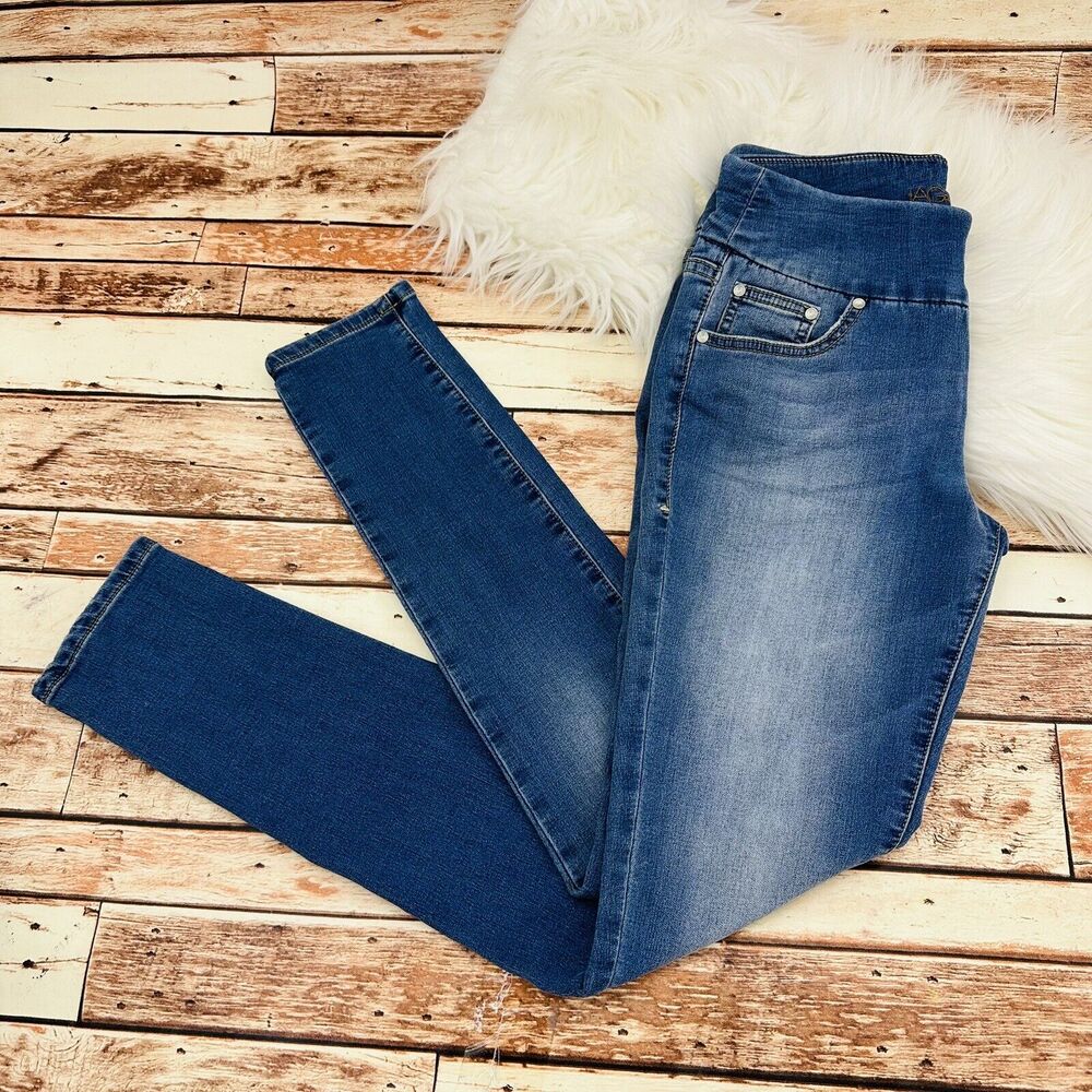 JAG Women's High Rise Pull On Skinny Jeans Size 2/26 Seamless Stretch Med Wash